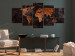 Canvas Art Print Copper Map (5-part) wide - world map on a metallic background 128855 additionalThumb 3
