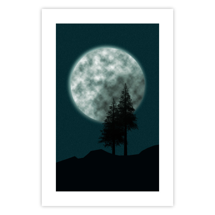 Wall Poster Beautiful Full Moon - sky and forest tree landscape against the night backdrop 129155 additionalImage 19