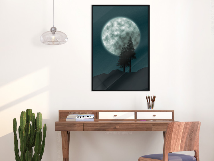 Wall Poster Beautiful Full Moon - sky and forest tree landscape against the night backdrop 129155 additionalImage 4