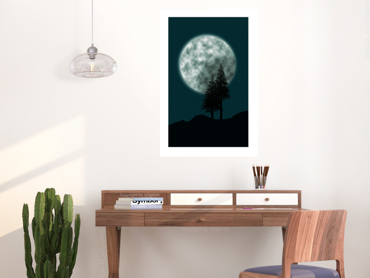 Wall Poster Beautiful Full Moon - sky and forest tree landscape against the night backdrop 129155 additionalImage 3