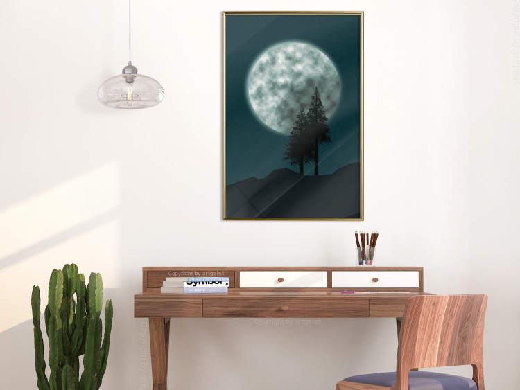 Wall Poster Beautiful Full Moon - sky and forest tree landscape against the night backdrop 129155 additionalImage 5