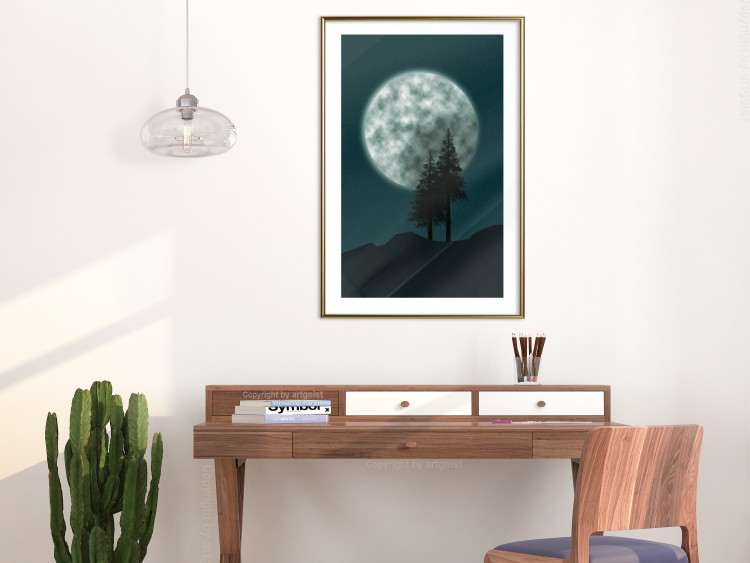 Wall Poster Beautiful Full Moon - sky and forest tree landscape against the night backdrop 129155 additionalImage 13