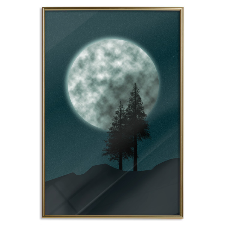 Wall Poster Beautiful Full Moon - sky and forest tree landscape against the night backdrop 129155 additionalImage 17