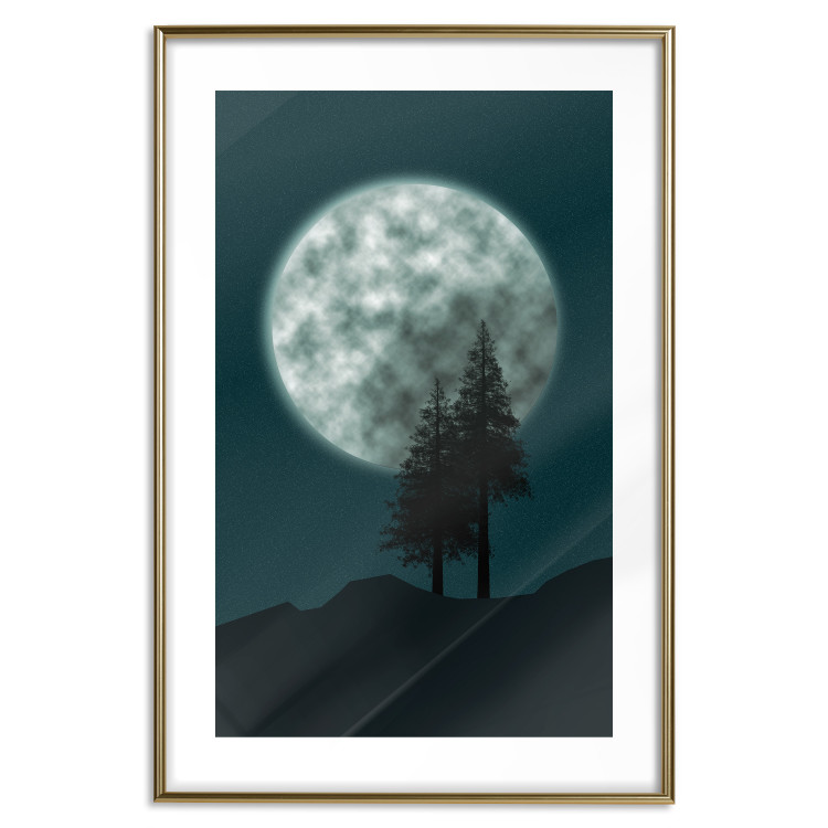 Wall Poster Beautiful Full Moon - sky and forest tree landscape against the night backdrop 129155 additionalImage 14