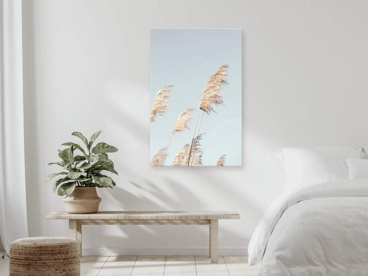 Canvas Art Print Feathered Ephemera (1-part) vertical - meadow landscape in boho style 129455 additionalImage 3