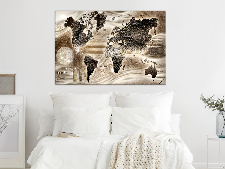 Canvas Art Print Desert Map (1-piece) Wide - abstract golden world map 129855 additionalImage 3