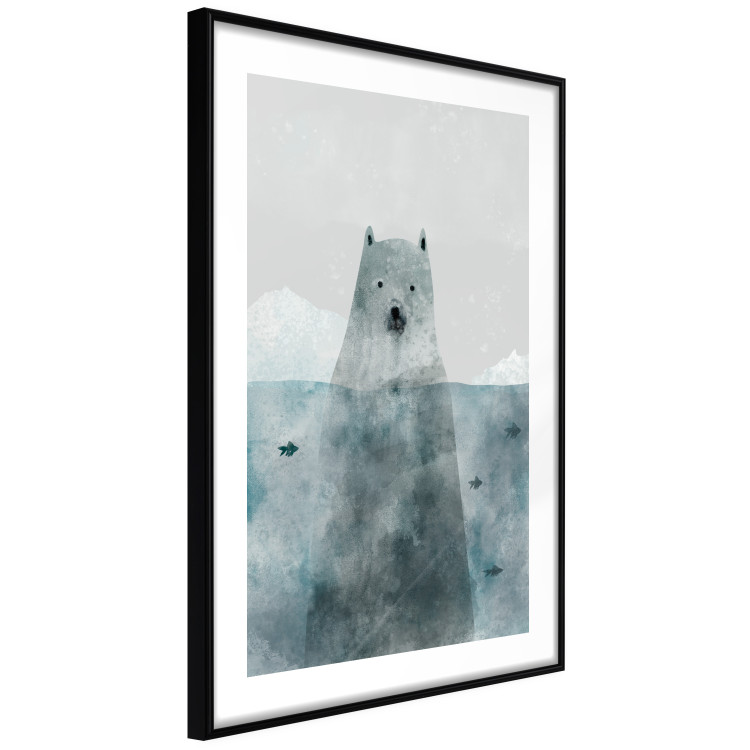 Poster Polar Bear - animal in water with fish against a winter composition background 130755 additionalImage 3