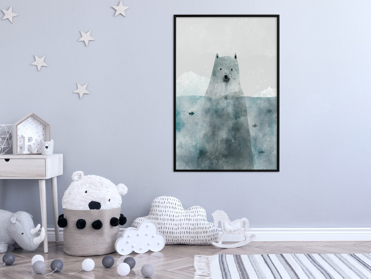 Poster Polar Bear - animal in water with fish against a winter composition background 130755 additionalImage 10