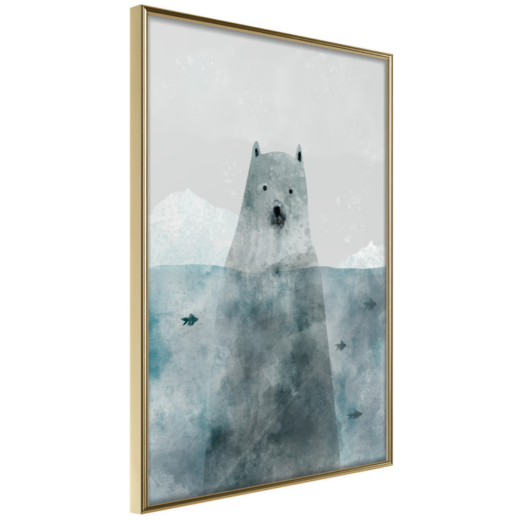 Poster Polar Bear - animal in water with fish against a winter composition background 130755 additionalImage 4