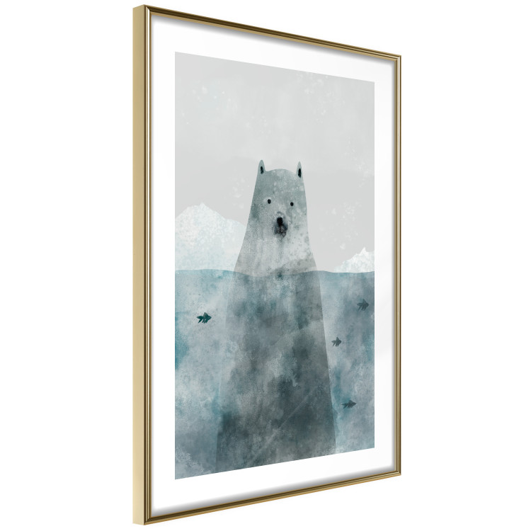 Poster Polar Bear - animal in water with fish against a winter composition background 130755 additionalImage 5