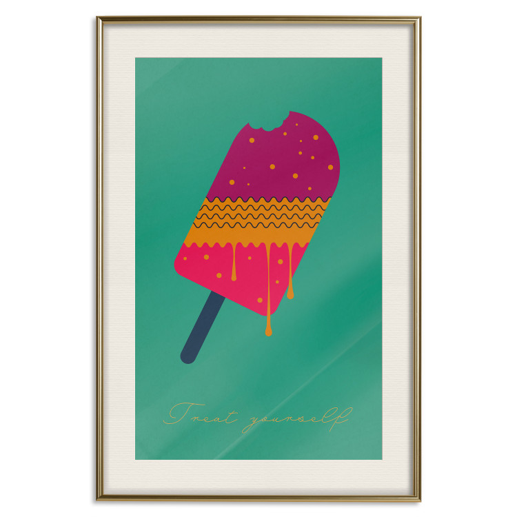 Poster Treat Yourself - colorful popsicle ice creams on a solid turquoise background 131955 additionalImage 20