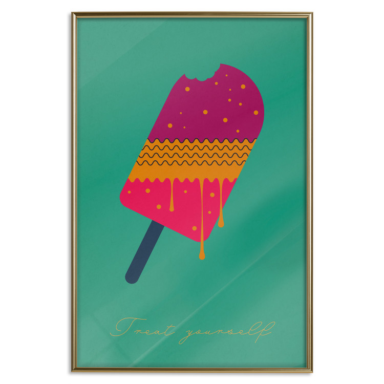 Poster Treat Yourself - colorful popsicle ice creams on a solid turquoise background 131955 additionalImage 21