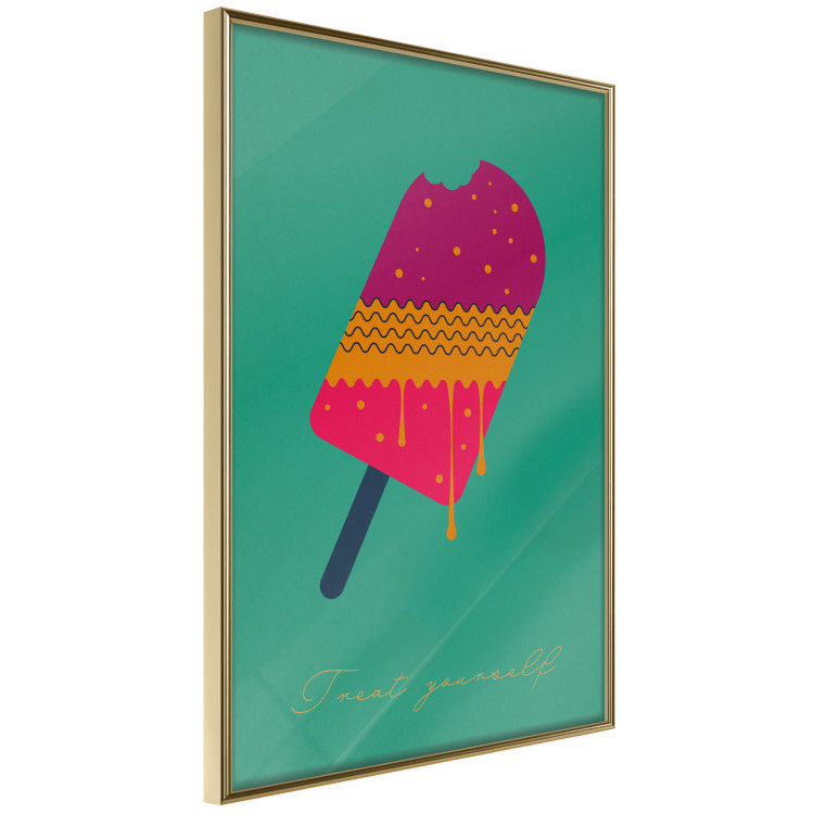 Poster Treat Yourself - colorful popsicle ice creams on a solid turquoise background 131955 additionalImage 12