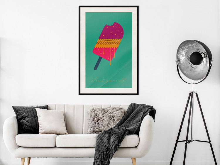 Poster Treat Yourself - colorful popsicle ice creams on a solid turquoise background 131955 additionalImage 24