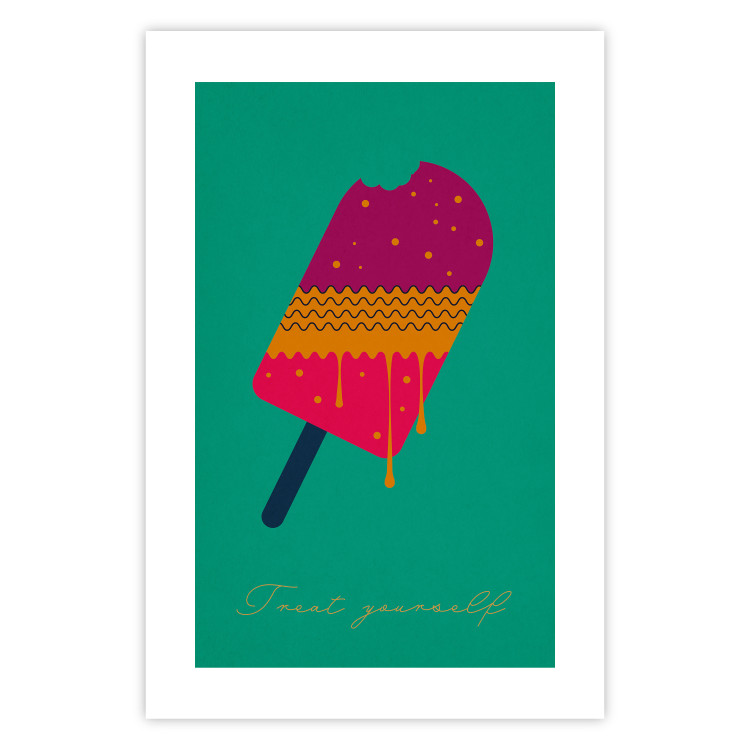 Poster Treat Yourself - colorful popsicle ice creams on a solid turquoise background 131955 additionalImage 25