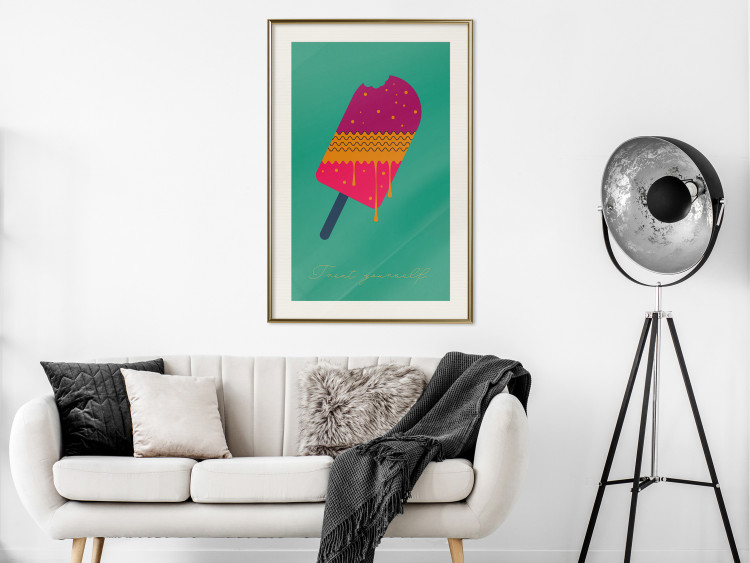 Poster Treat Yourself - colorful popsicle ice creams on a solid turquoise background 131955 additionalImage 22
