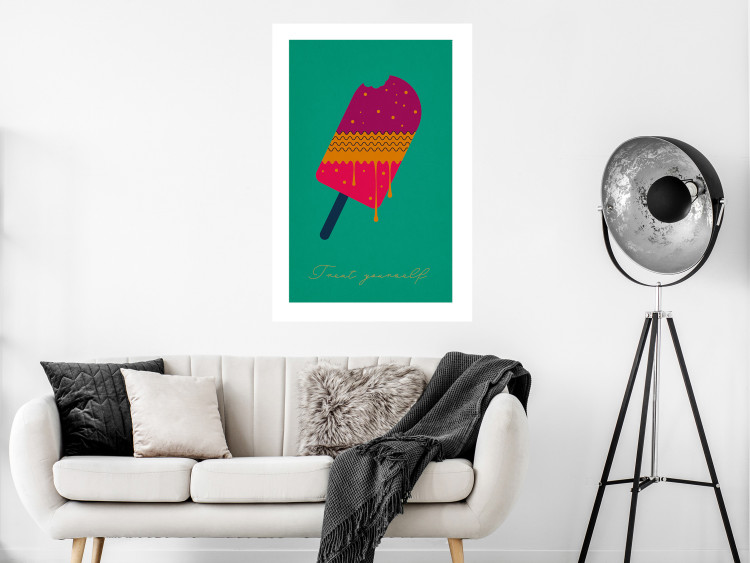 Poster Treat Yourself - colorful popsicle ice creams on a solid turquoise background 131955 additionalImage 3