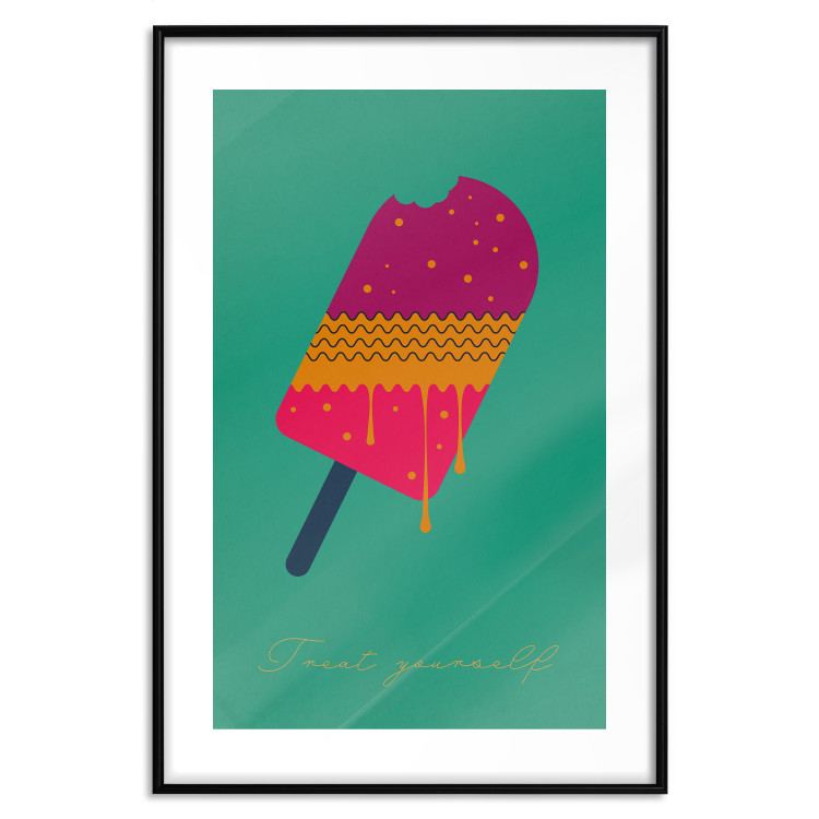 Poster Treat Yourself - colorful popsicle ice creams on a solid turquoise background 131955 additionalImage 15