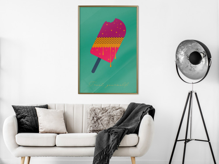 Poster Treat Yourself - colorful popsicle ice creams on a solid turquoise background 131955 additionalImage 5