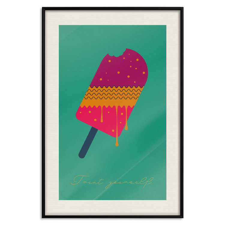 Poster Treat Yourself - colorful popsicle ice creams on a solid turquoise background 131955 additionalImage 19
