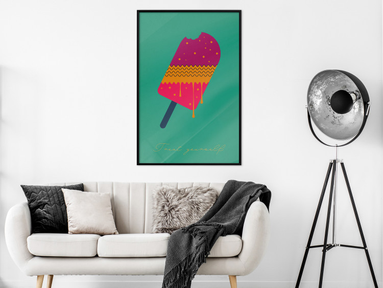 Poster Treat Yourself - colorful popsicle ice creams on a solid turquoise background 131955 additionalImage 6