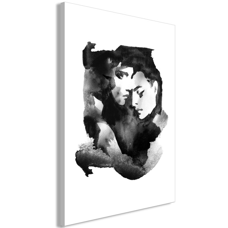 Canvas Art Print Love embraces - watercolour, black and white graphic with two people 132155 additionalImage 2