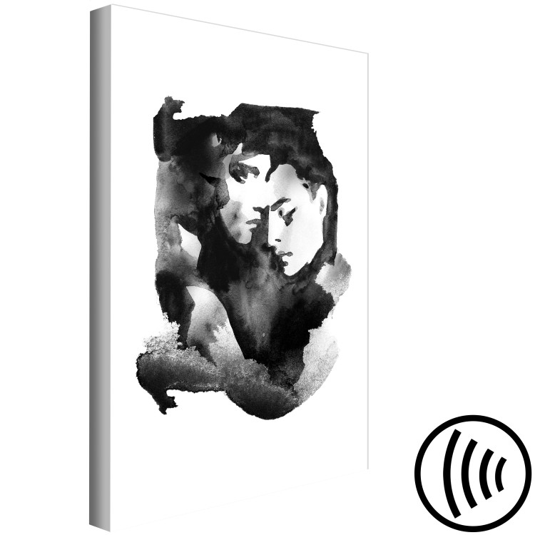 Canvas Art Print Love embraces - watercolour, black and white graphic with two people 132155 additionalImage 6
