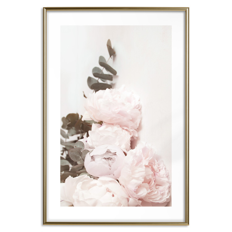 Poster Vanilla Peonies - a romantic composition with flowers on a light background 136455 additionalImage 3