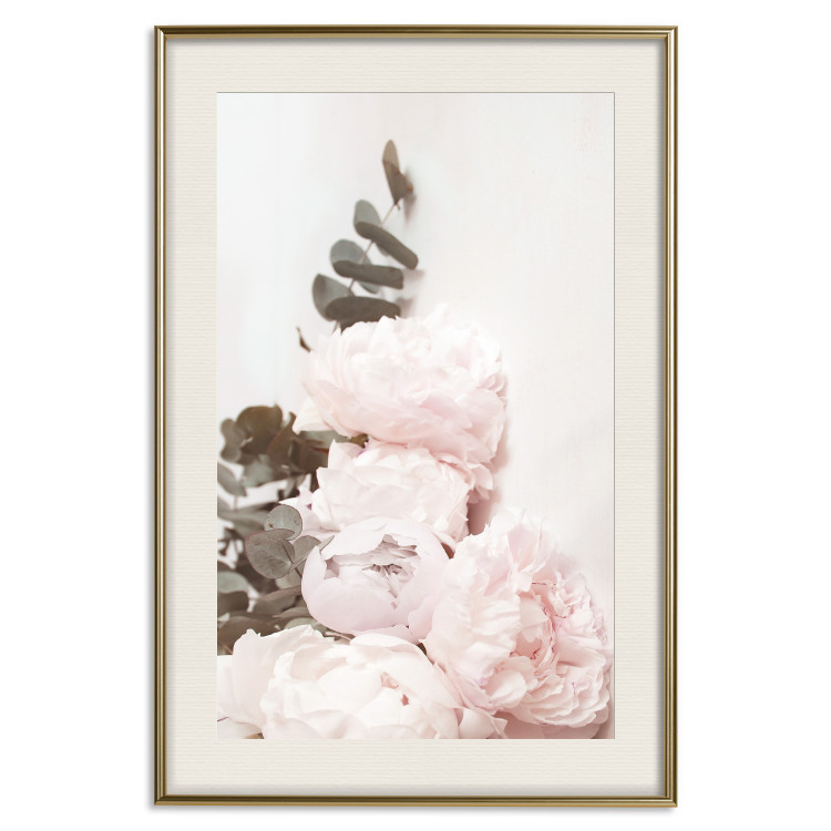 Poster Vanilla Peonies - a romantic composition with flowers on a light background 136455 additionalImage 3