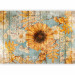 Photo Wallpaper Sunflower - flower composition on a blue background with wood texture 143255 additionalThumb 5