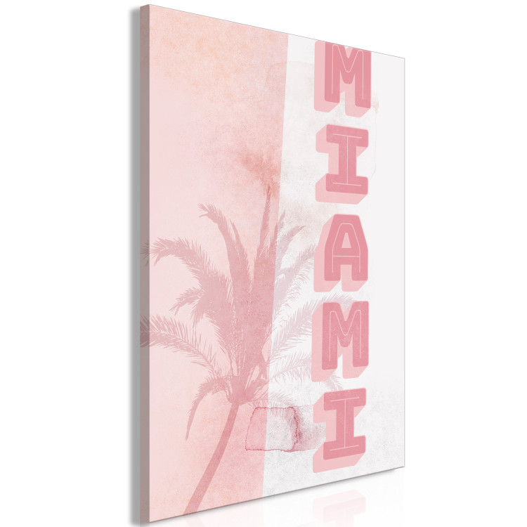 Canvas Print City Neons (1-piece) - pink Miami sign against a tall palm tree 144355 additionalImage 2