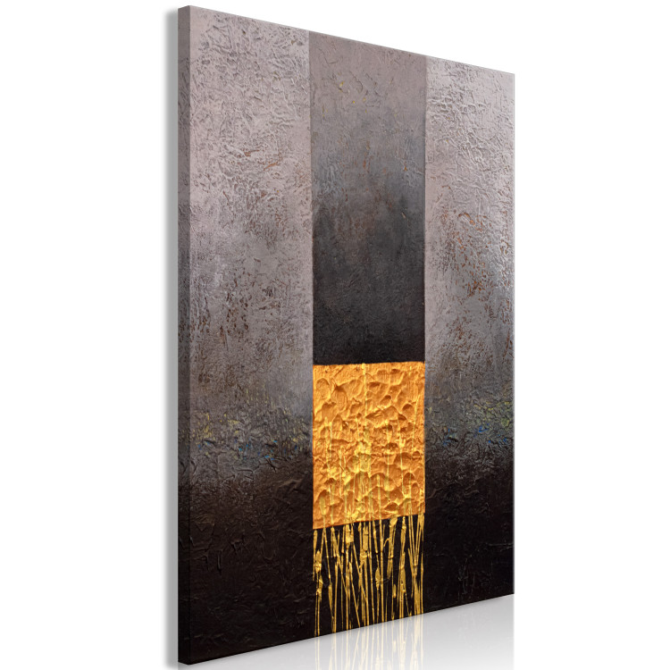 Canvas Art Print Painted Abstraction - Geometric Composition on a Metallic Background 146655 additionalImage 2