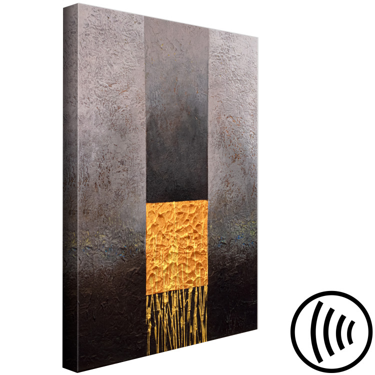 Canvas Art Print Painted Abstraction - Geometric Composition on a Metallic Background 146655 additionalImage 6