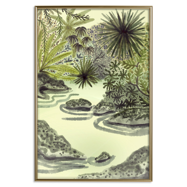 Poster Tropical Lake - Watercolor Landscape in Shades of Green 150055 additionalImage 18