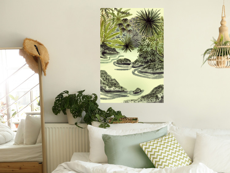 Poster Tropical Lake - Watercolor Landscape in Shades of Green 150055 additionalImage 13