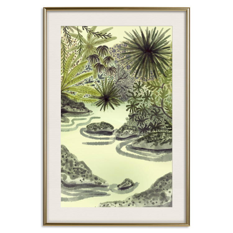 Poster Tropical Lake - Watercolor Landscape in Shades of Green 150055 additionalImage 23