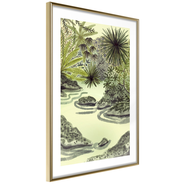 Poster Tropical Lake - Watercolor Landscape in Shades of Green 150055 additionalImage 8