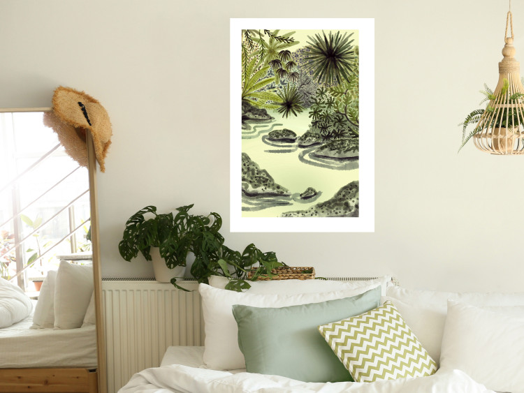 Poster Tropical Lake - Watercolor Landscape in Shades of Green 150055 additionalImage 12