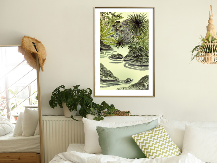 Poster Tropical Lake - Watercolor Landscape in Shades of Green 150055 additionalImage 20