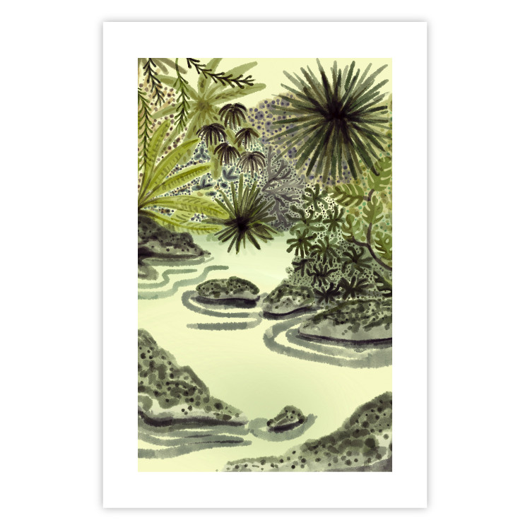 Poster Tropical Lake - Watercolor Landscape in Shades of Green 150055 additionalImage 14