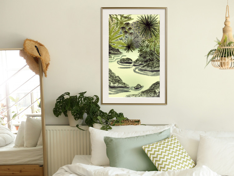 Poster Tropical Lake - Watercolor Landscape in Shades of Green 150055 additionalImage 16
