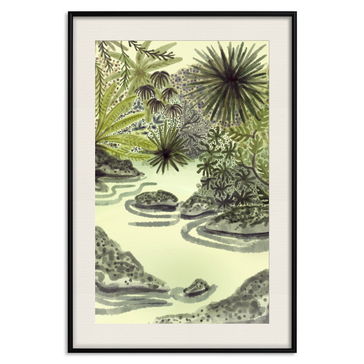 Poster Tropical Lake - Watercolor Landscape in Shades of Green 150055 additionalImage 22