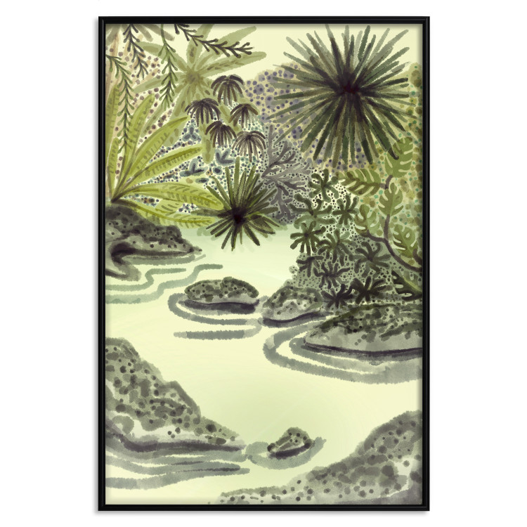 Poster Tropical Lake - Watercolor Landscape in Shades of Green 150055 additionalImage 19