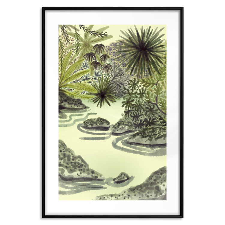 Poster Tropical Lake - Watercolor Landscape in Shades of Green 150055 additionalImage 19