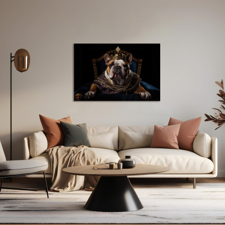 Canvas Art Print AI Dog English Bulldog - Animal Fantasy Portrait Wearing a Crown - Horizontal 150155 additionalImage 9