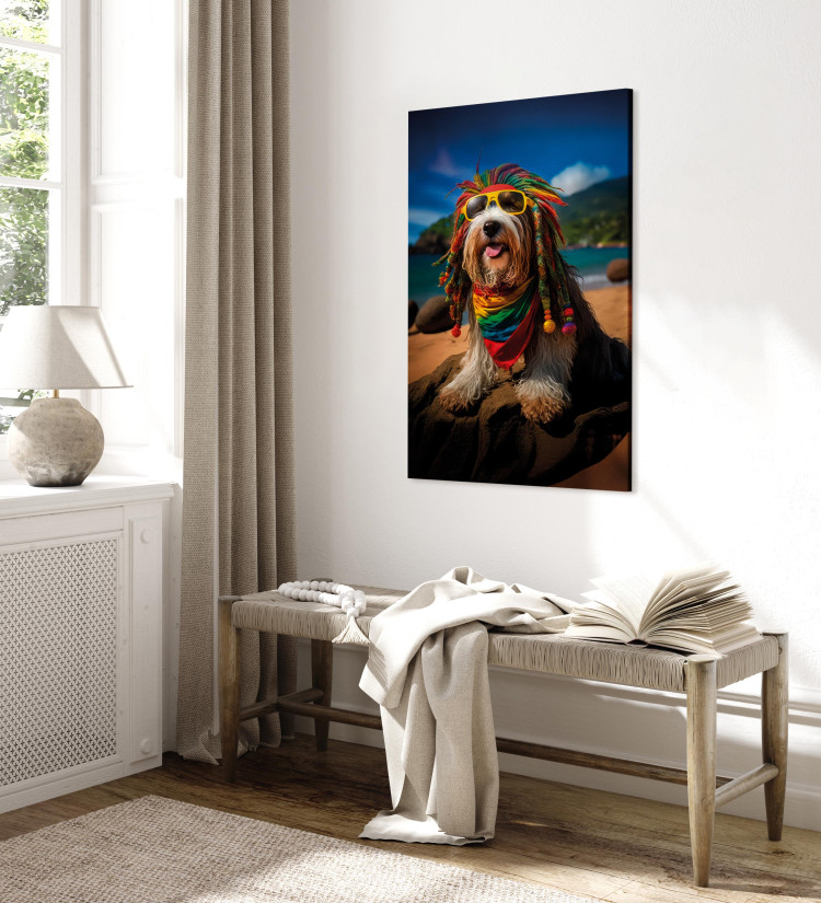 Canvas AI Bearded Collie Dog - Rasta Animal Chilling on Paradise Beach - Vertical 150255 additionalImage 4