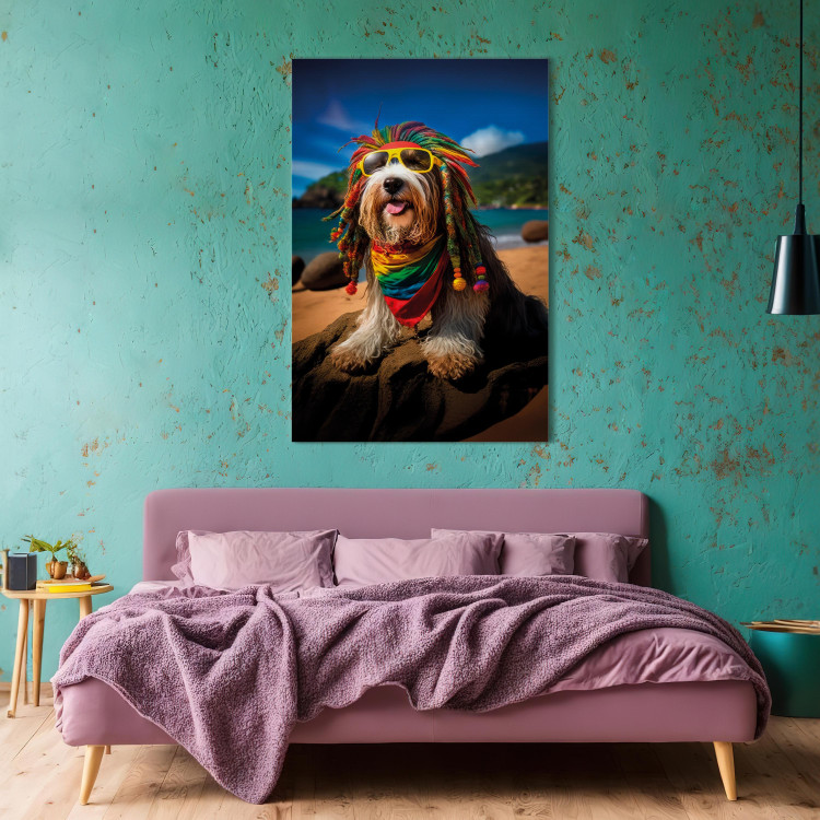 Canvas AI Bearded Collie Dog - Rasta Animal Chilling on Paradise Beach - Vertical 150255 additionalImage 3