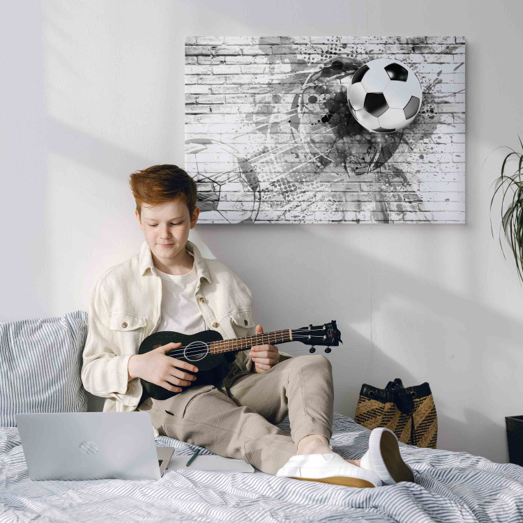 Canvas Print Dynamics of Soccer - A Speeding Ball Hitting a Brick Wall 151255 additionalImage 9