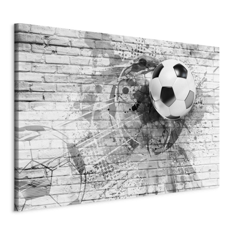 Canvas Print Dynamics of Soccer - A Speeding Ball Hitting a Brick Wall 151255 additionalImage 2