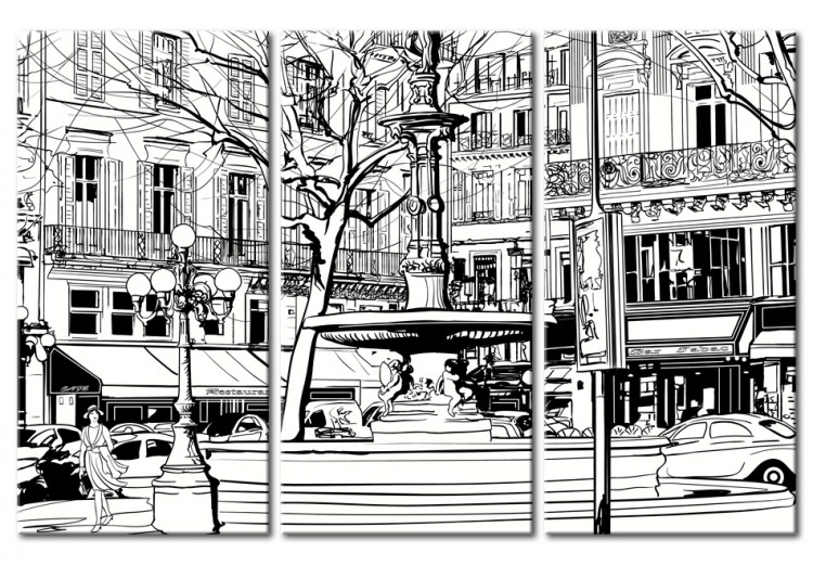 Canvas Print Sketch of Parisian square 55655